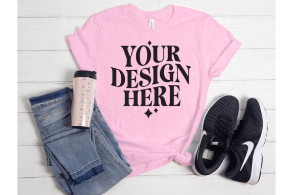 BC 3001 Heather Bubble Gum Pink Mockup for Graphics & Product Mockups