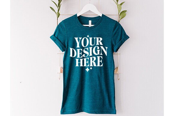 Bc3001 Hanging Heather Deep Teal Mockup for Graphics