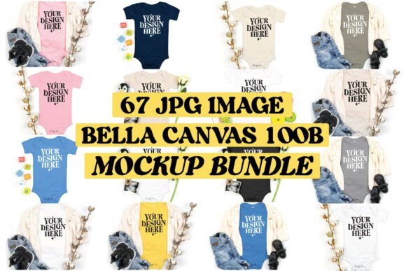 Bella Canvas 100b, Baby Mockup Bundle for Graphics and Product Mockups