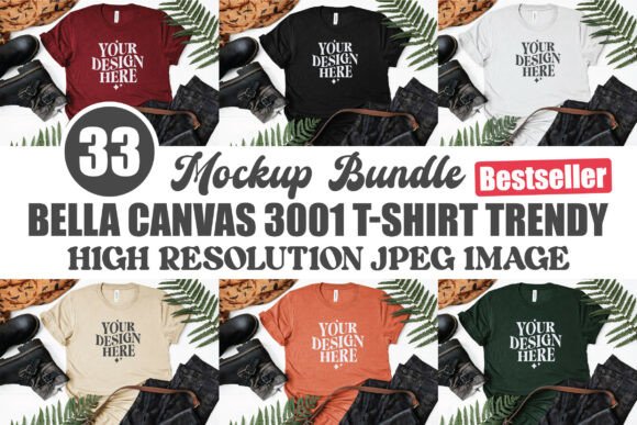 Bella Canvas 3001 Flat Lay Mockups for Graphics
