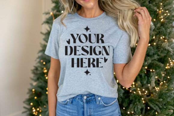 Bella Canvas 3001 Heather Gray Mockup for Graphics & Product Mockups