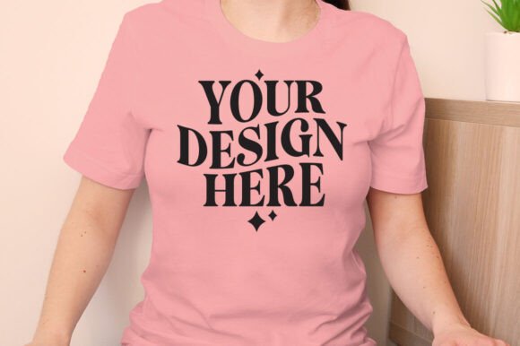 Bella Canvas 3001 Light Pink Mockup for Graphics & Product Mockups