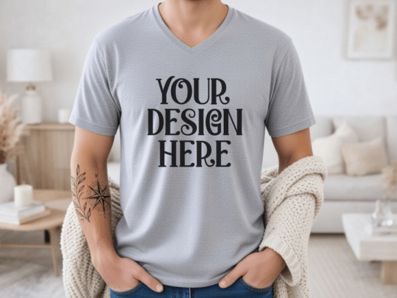Bella Canvas 3005 Mens V-neck Mockup 1 for Graphics & Product Mockups