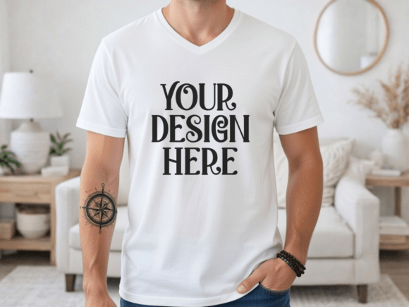 Bella Canvas 3005 Mens V-neck Mockup 13 for Graphics