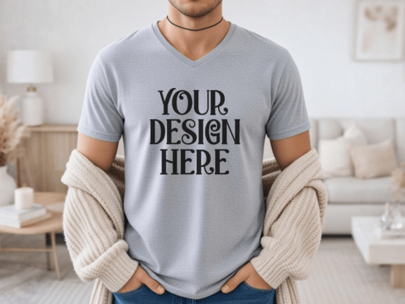 Bella Canvas 3005 Mens V-neck Mockup 2 for Graphics and Product Mockups