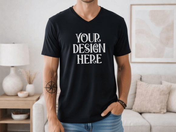Bella Canvas 3005 Mens V-neck Mockup 6 Graphics & Product Mockups