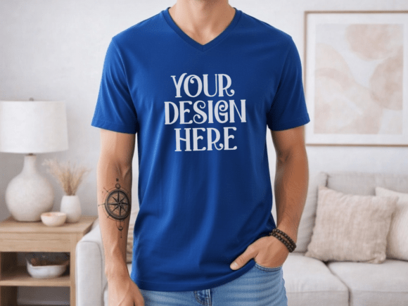 Bella Canvas 3005 Mens V-neck Mockup for Graphics & Product Mockups