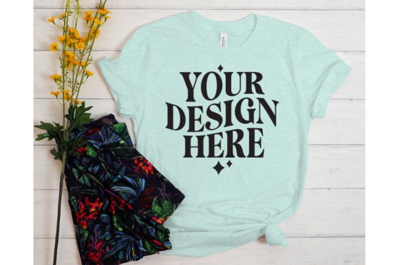 Bella Canvas Heather Dusty Blue Mockup for Product Mockups and Graphics