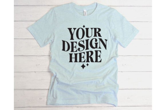 Bella Canvas Heather Prism Blue Mockup for Graphics & Product Mockups