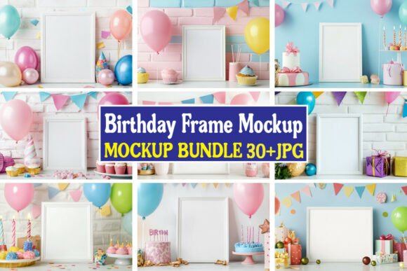 Birthday Frame Mockup Bundle 08: Premium Graphics for Product Mockups