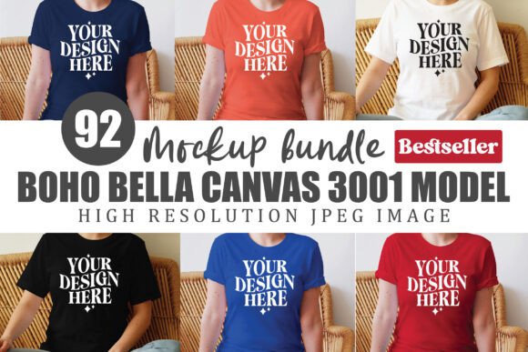Boho Bella Canvas 3001 Mockup Bundle: Essential Graphics for Publishers