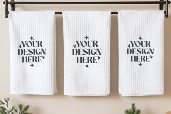 Christmas Blank Kitchen Towel Mockup for Graphics & Product Mockups