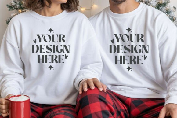Christmas Gildan 18000 Couple Mockup: Essential Graphics for Product Mockups
