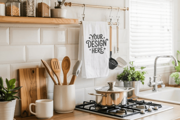 Christmas Kitchen Towel Mockup 23 for Graphics and Product Mockups