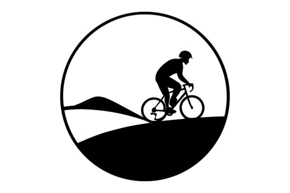 Cyclist Silhouette in a Circular Frame: Graphics & Illustrations Review