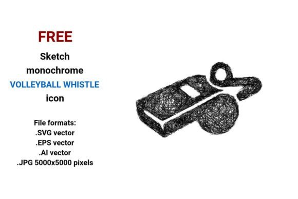 FREE Sketch Volleyball Whistle Icon: A Fresh Graphic Design Asset for Freebies