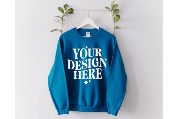 Gildan 18000 Hanging Sapphire Mockup for Graphics and Product Mockups