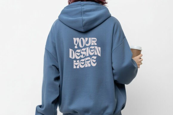 Gildan 18500 Indigo Blue Hoodie Mockup Graphics and Product Mockups