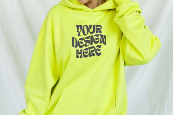 Gildan 18500 Safety Green Hoodie Mockup for Graphics