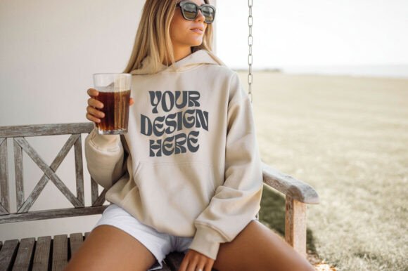 Gildan 18500 Sand Hoodie Mockup for Graphics