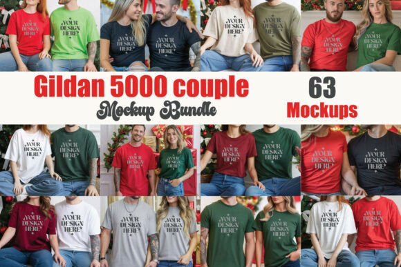 Gildan 5000 Couple Mockup Bundle for Graphics & Product Mockups