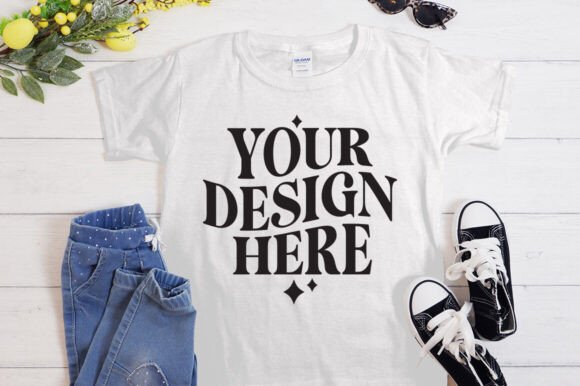 Gildan 5000 Shirt Flat Lay Mockup White