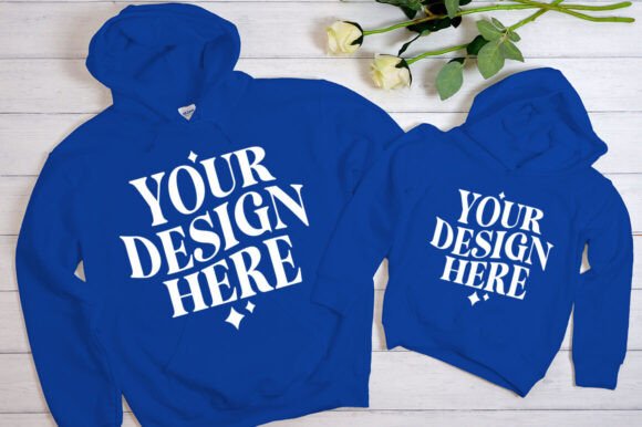 Mommy and Me Royal Blue Hoodie Mockup for Graphics & Product Mockups