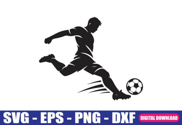 Soccer Player Kick Silhouette SVG for Graphics and Crafts