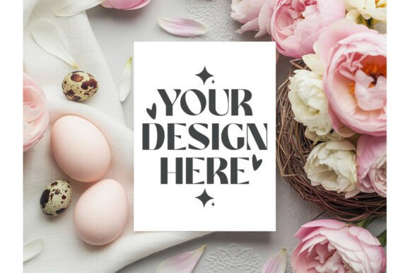 Square Card Mockup, Easter Square Invite for Graphics and Product Mockups