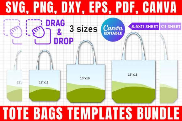 Tote Bags Canva Templates Bundle for Graphics and Print Templates