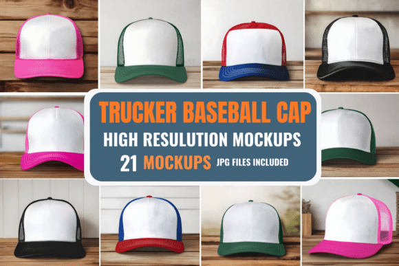 Trucker Baseball Cap Mockup Bundle for Graphics and Product Mockups