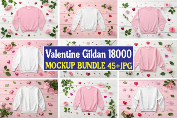 Valentine Gildan 18000 Mockup Bundle 08 for Graphics