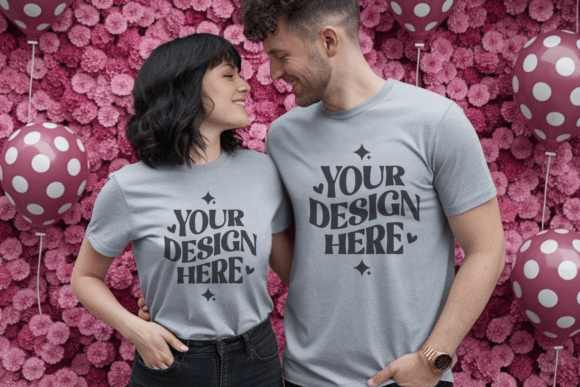 Valentine s Day Couple Shirt Mockup 2: Essential Graphics for Product Mockups